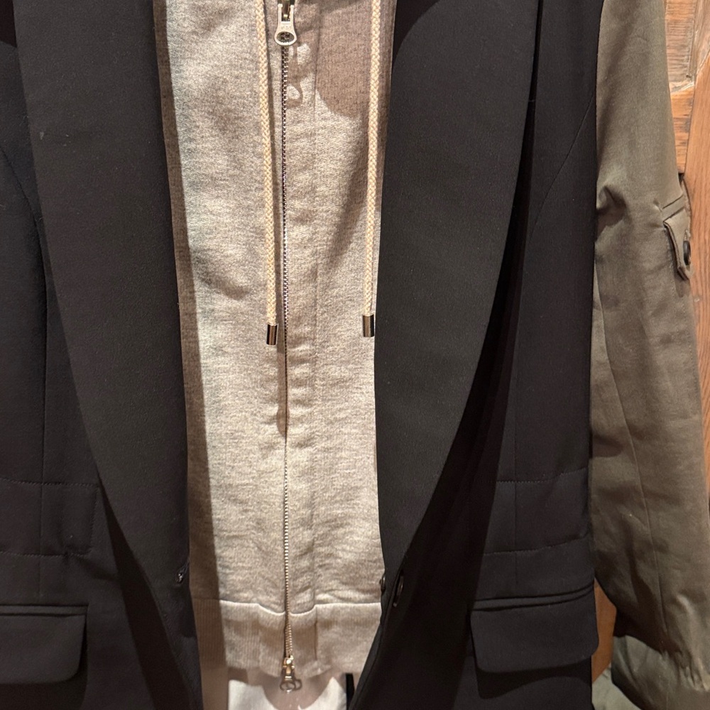 Veronica Beard army blazer with zip-in grey hoodie dickie, size 8 - Picture 10 of 12